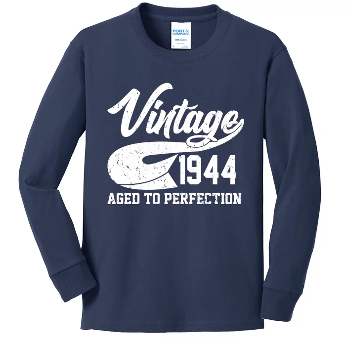 Sporty Vintage 1944 Aged To Perfection 80th Birthday Kids Long Sleeve Shirt