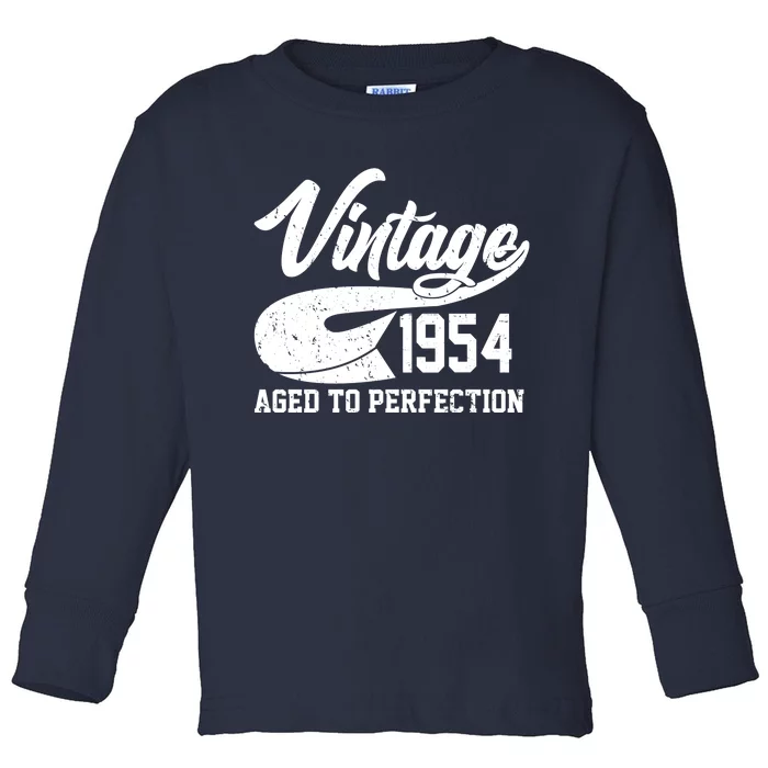 Sporty Vintage 1954 Aged To Perfection 70th Birthday Toddler Long Sleeve Shirt