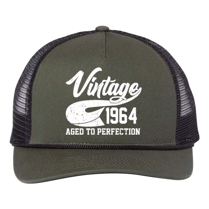 Sporty Vintage 1964 Aged To Perfection 60th Birthday Retro Rope Trucker Hat Cap