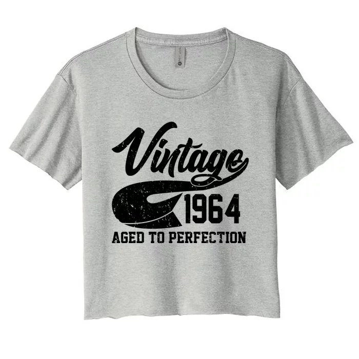 Sporty Vintage 1964 Aged To Perfection 60th Birthday Women's Crop Top Tee