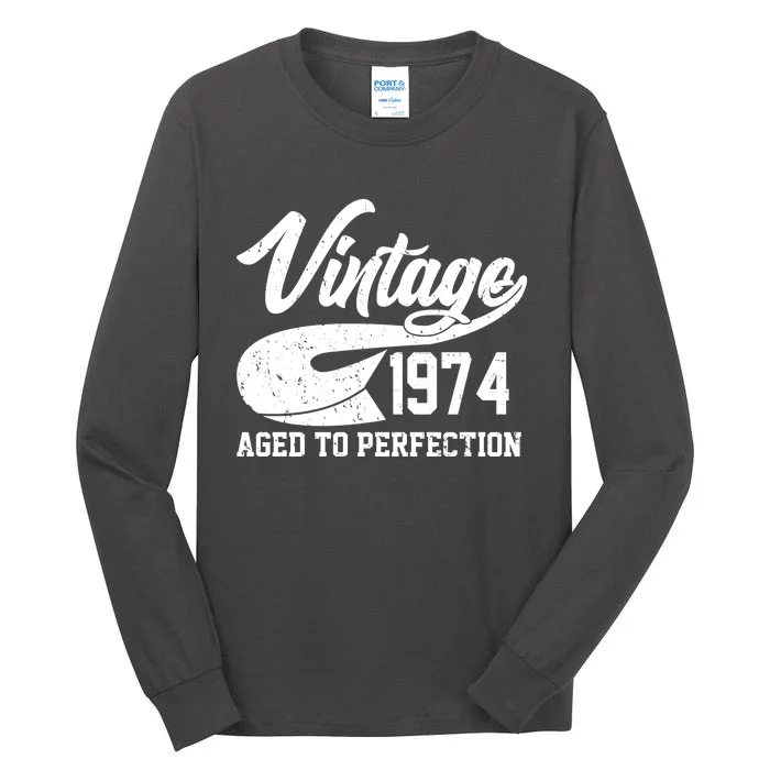 Sporty Vintage 1974 Aged To Perfection 50th Birthday Tall Long Sleeve T-Shirt