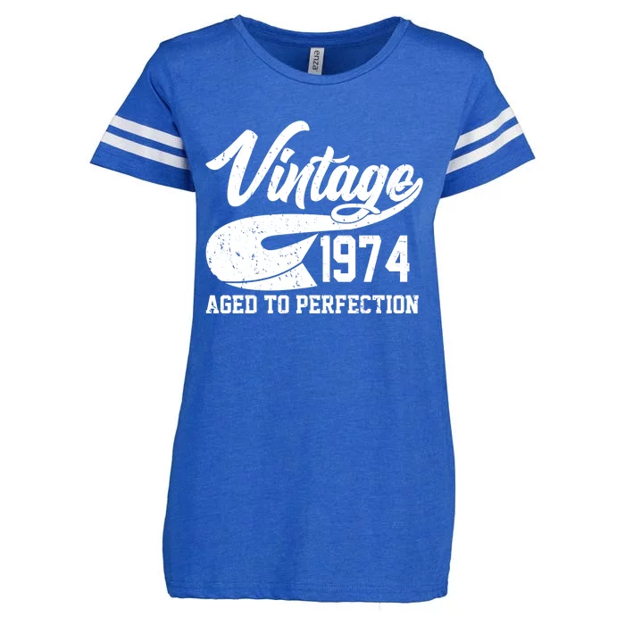 Sporty Vintage 1974 Aged To Perfection 50th Birthday Enza Ladies Jersey Football T-Shirt