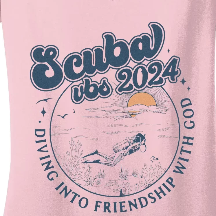 Scuba Vbs 2024 Friendship With God Women's V-Neck T-Shirt