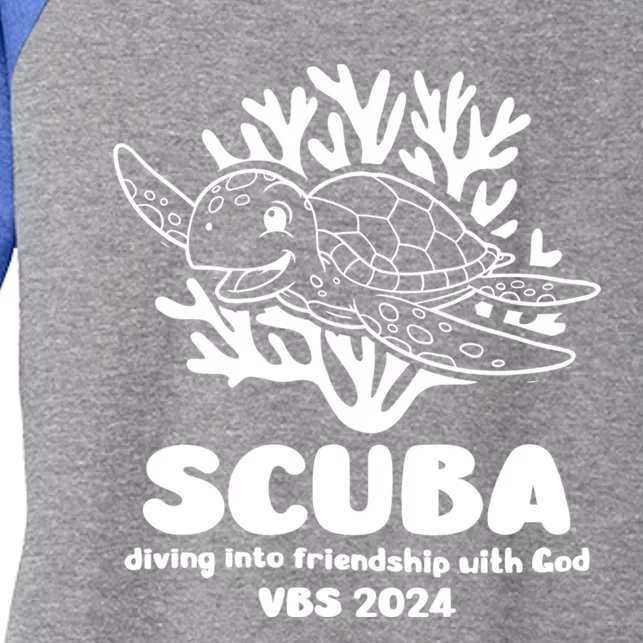 Scuba Vbs 2024 Diving Into Friendship With God Christian Gift Women's Tri-Blend 3/4-Sleeve Raglan Shirt