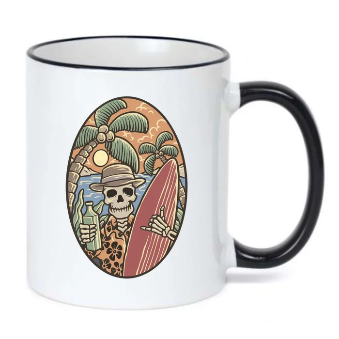 Skeleton Vacation Black Color Changing Mug