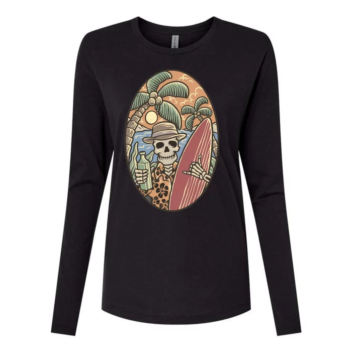 Skeleton Vacation Womens Cotton Relaxed Long Sleeve T-Shirt