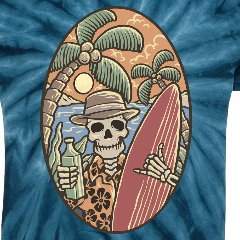 Skeleton Vacation Kids Tie-Dye T-Shirt