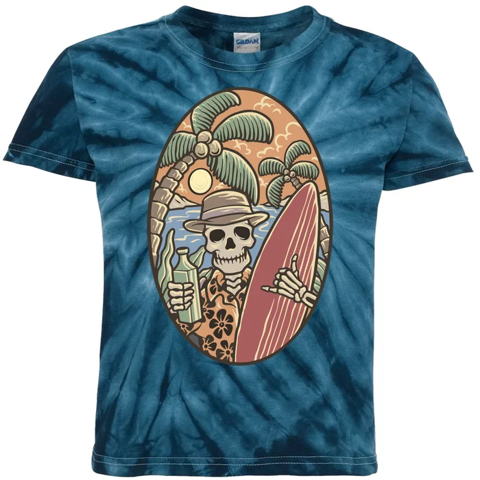 Skeleton Vacation Kids Tie-Dye T-Shirt