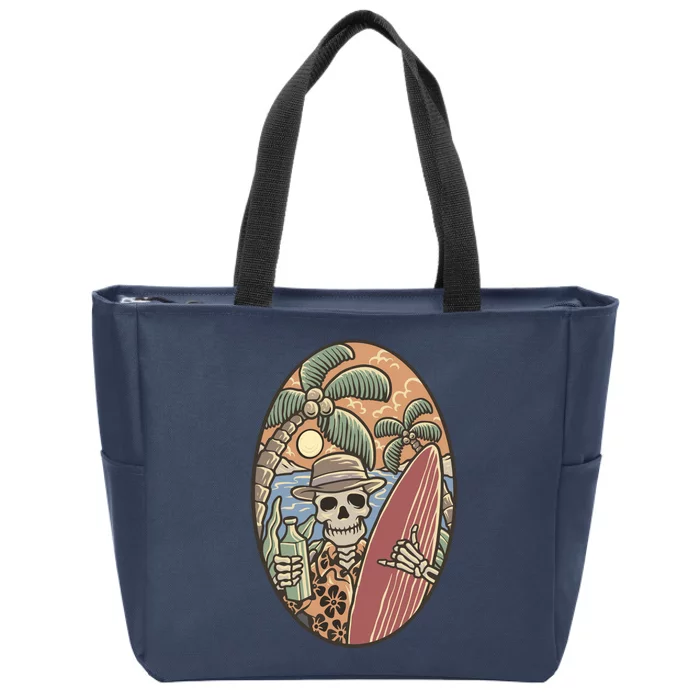 Skeleton Vacation Zip Tote Bag