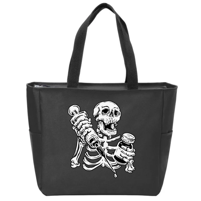 Skeleton Vaccine Zip Tote Bag