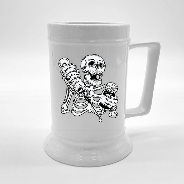 Skeleton Vaccine Front & Back Beer Stein