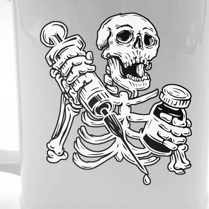 Skeleton Vaccine Front & Back Beer Stein