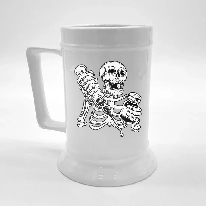 Skeleton Vaccine Front & Back Beer Stein