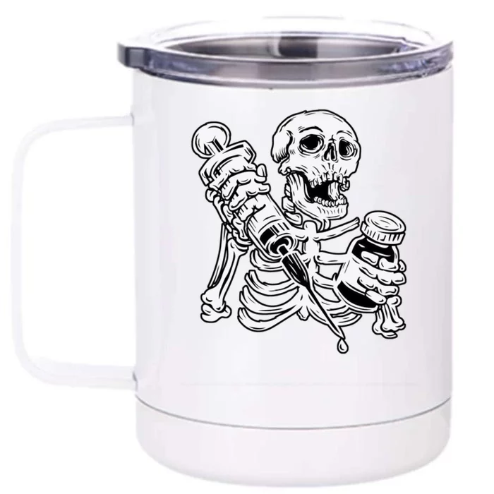 Skeleton Vaccine Front & Back 12oz Stainless Steel Tumbler Cup