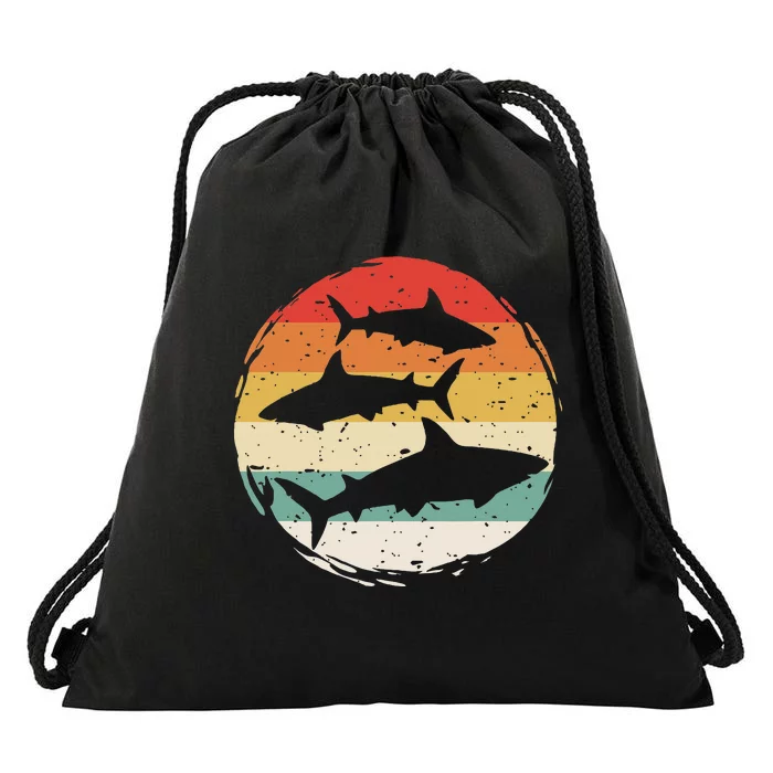 Sharks Vintage 80s Retro Clothes Shark Party In The Sea Drawstring Bag