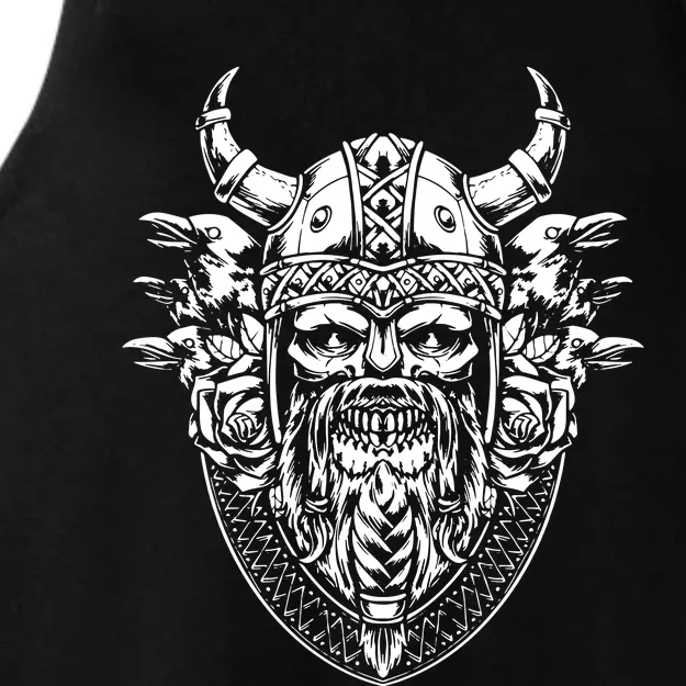 Skull Viking And Raven And Viking Helmet Ladies Tri-Blend Wicking Tank