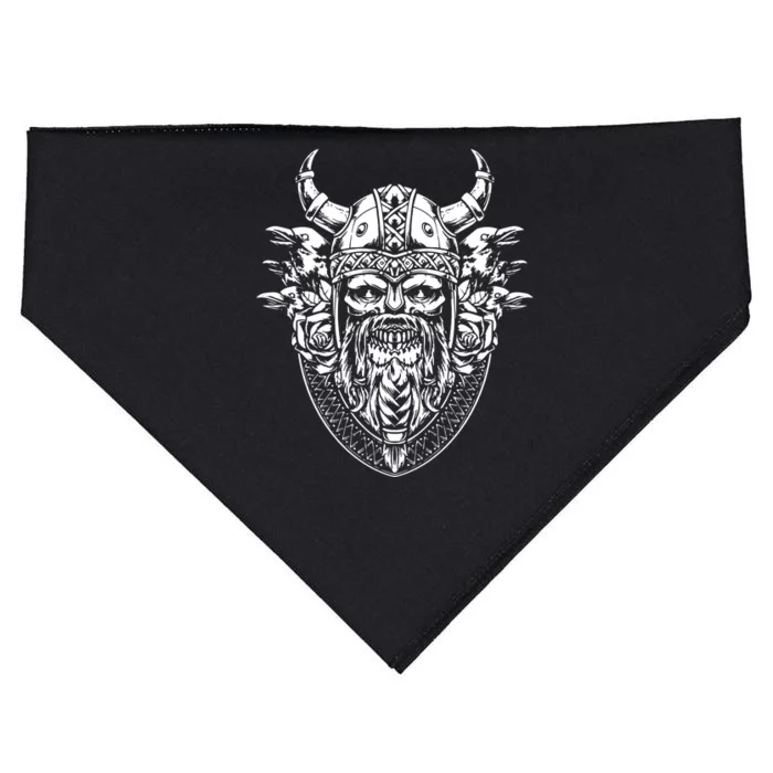 Skull Viking And Raven And Viking Helmet USA-Made Doggie Bandana