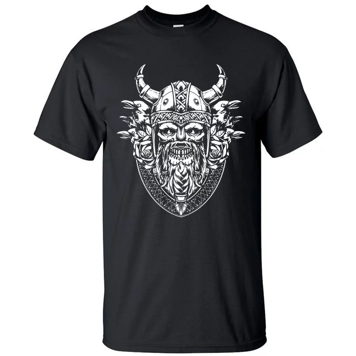 Skull Viking And Raven And Viking Helmet Tall T-Shirt