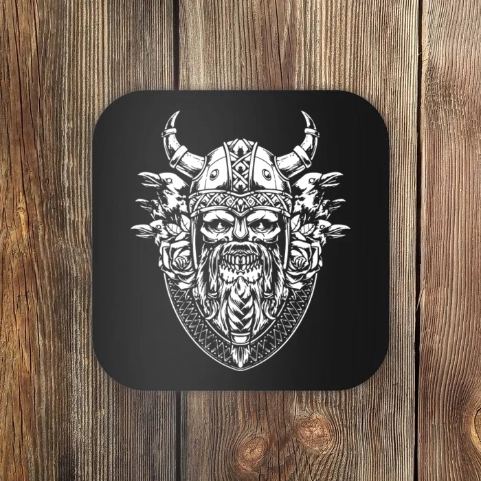 Skull Viking And Raven And Viking Helmet Coaster