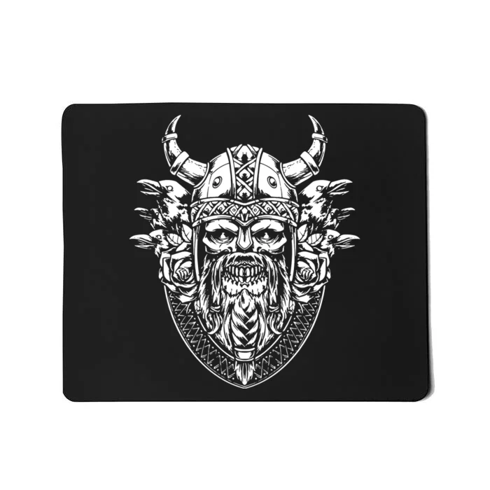 Skull Viking And Raven And Viking Helmet Mousepad