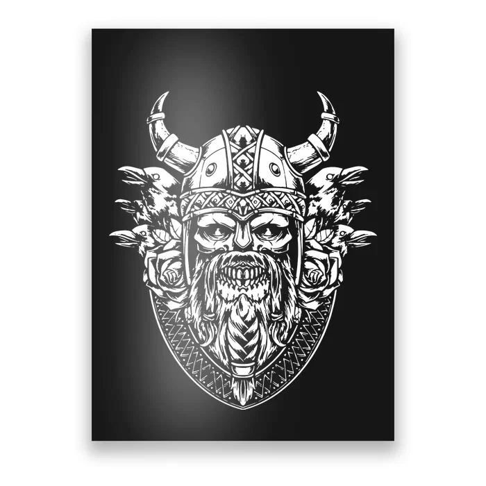 Skull Viking And Raven And Viking Helmet Poster