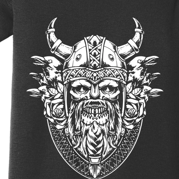 Skull Viking And Raven And Viking Helmet Baby Bodysuit