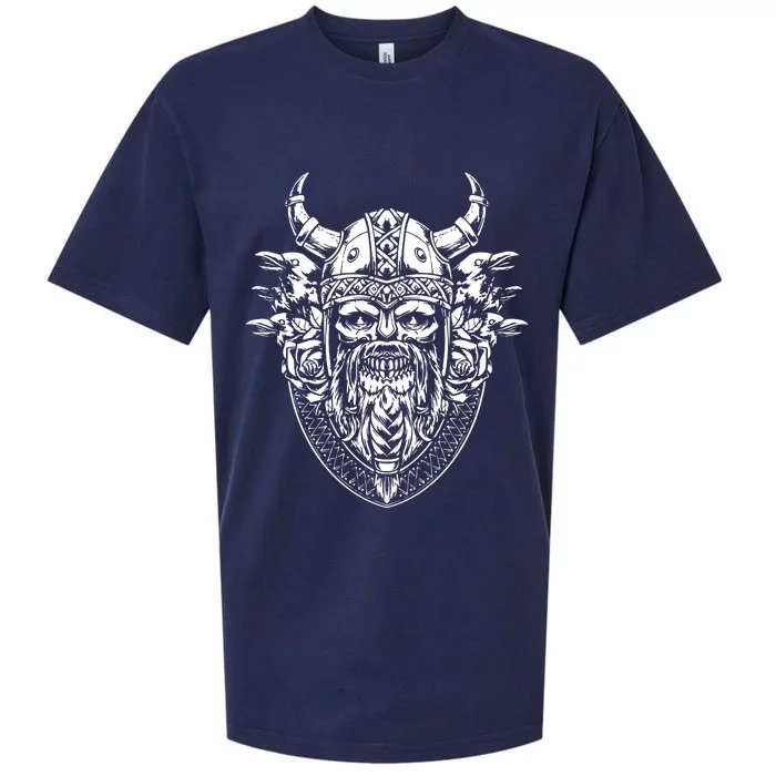 Skull Viking And Raven And Viking Helmet Sueded Cloud Jersey T-Shirt