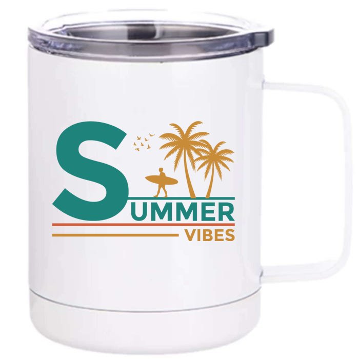 Summer Vibes Adventure Graphic Front & Back 12oz Stainless Steel Tumbler Cup