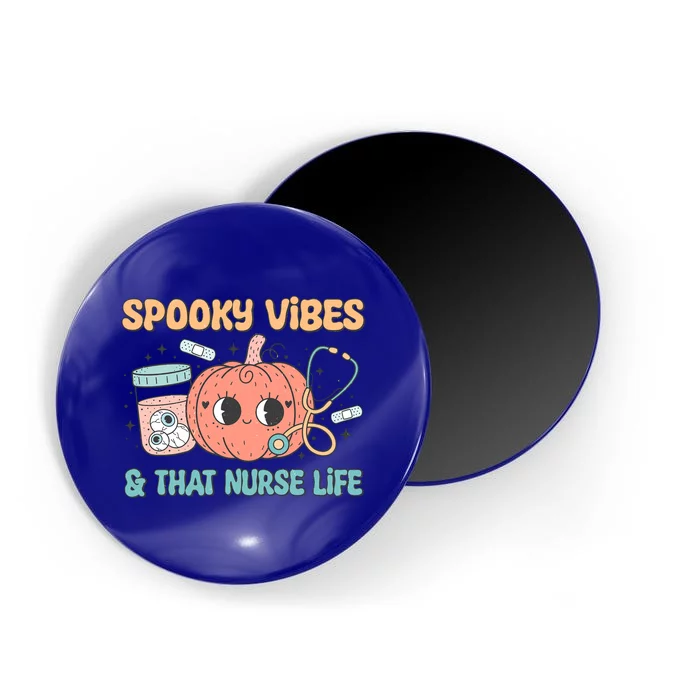 Spooky Vibes And That Nurse Life Retro Groovy Halloween Gift Magnet