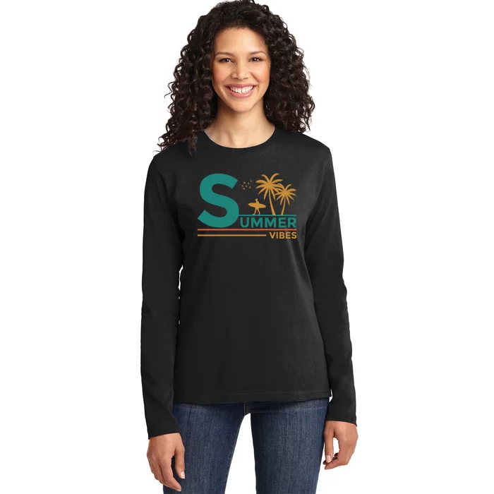 Summer Vibes Adventure Graphic Ladies Long Sleeve Shirt