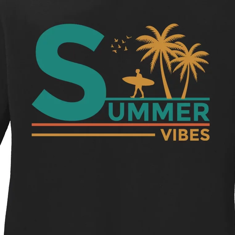 Summer Vibes Adventure Graphic Ladies Long Sleeve Shirt