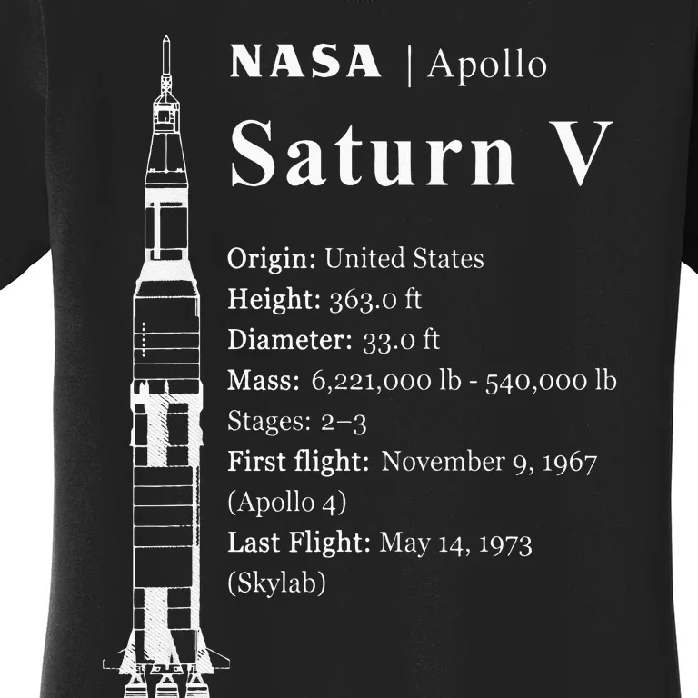 Saturn V Blueprint Style NASA History Apollo Program Women's T-Shirt