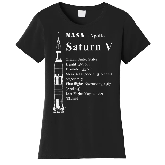 Saturn V Blueprint Style NASA History Apollo Program Women's T-Shirt