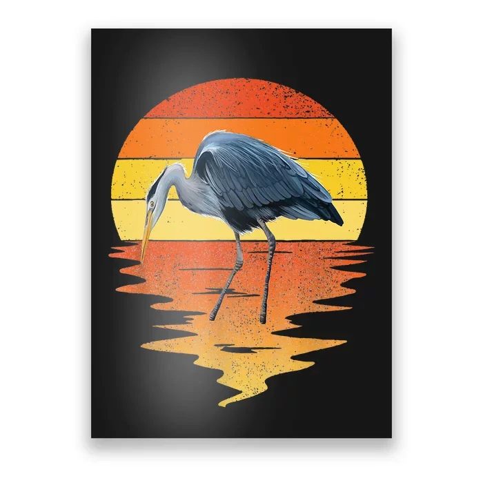 Sunset Vintage Blue Heron Heron Water Bird Poster