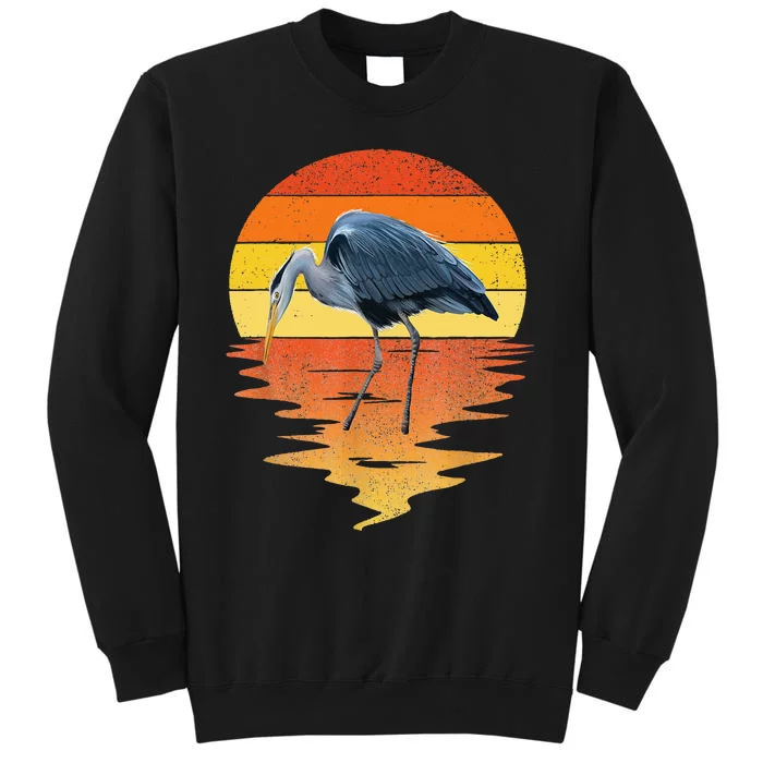 Sunset Vintage Blue Heron Heron Water Bird Tall Sweatshirt