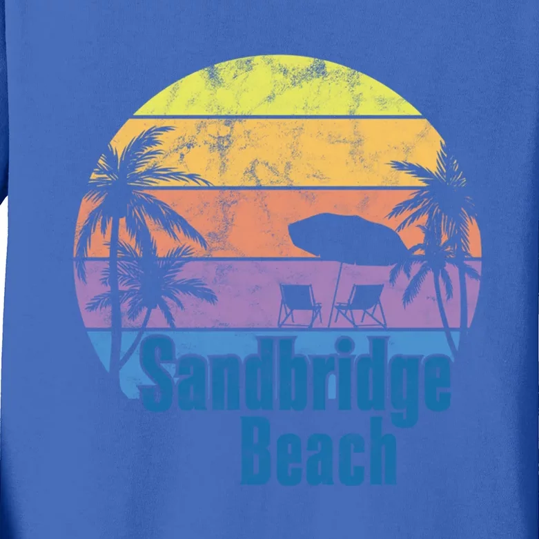 Sandbridge Virginia Beach Retro Sunset Family Beach Vacation Gift Kids Long Sleeve Shirt