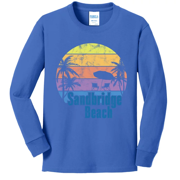 Sandbridge Virginia Beach Retro Sunset Family Beach Vacation Gift Kids Long Sleeve Shirt