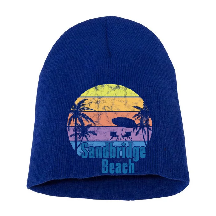 Sandbridge Virginia Beach Retro Sunset Family Beach Vacation Gift Short Acrylic Beanie