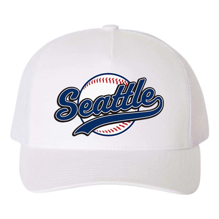 Seattle Vintage Baseball Throwback Retro Design Yupoong Adult 5-Panel Trucker Hat