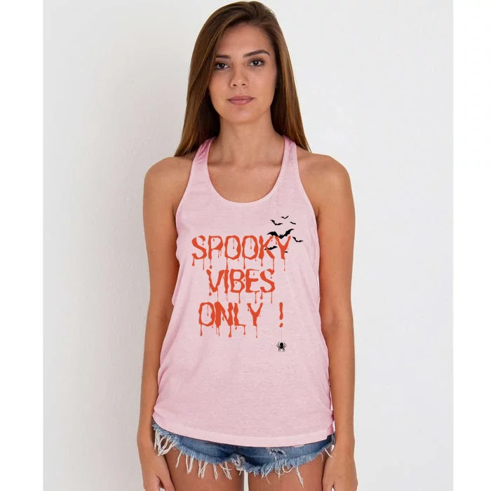 Spooky Vibes Bat Halloween Gift Women's Knotted Racerback Tank