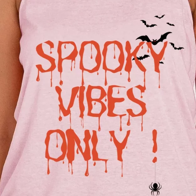 Spooky Vibes Bat Halloween Gift Women's Knotted Racerback Tank