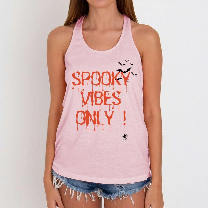 Spooky Vibes Bat Halloween Gift Women's Knotted Racerback Tank