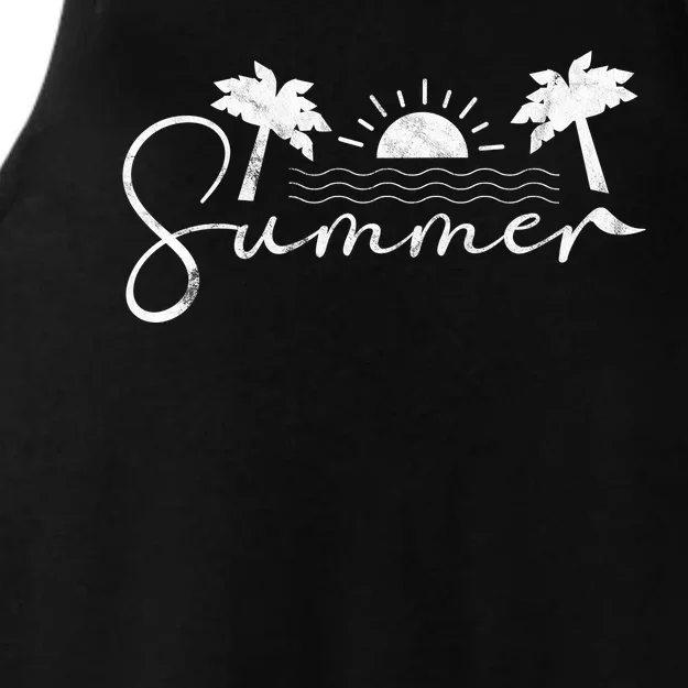 Summer Vintage Beach Ladies Tri-Blend Wicking Tank