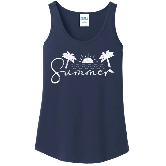 Summer Vintage Beach Ladies Essential Tank