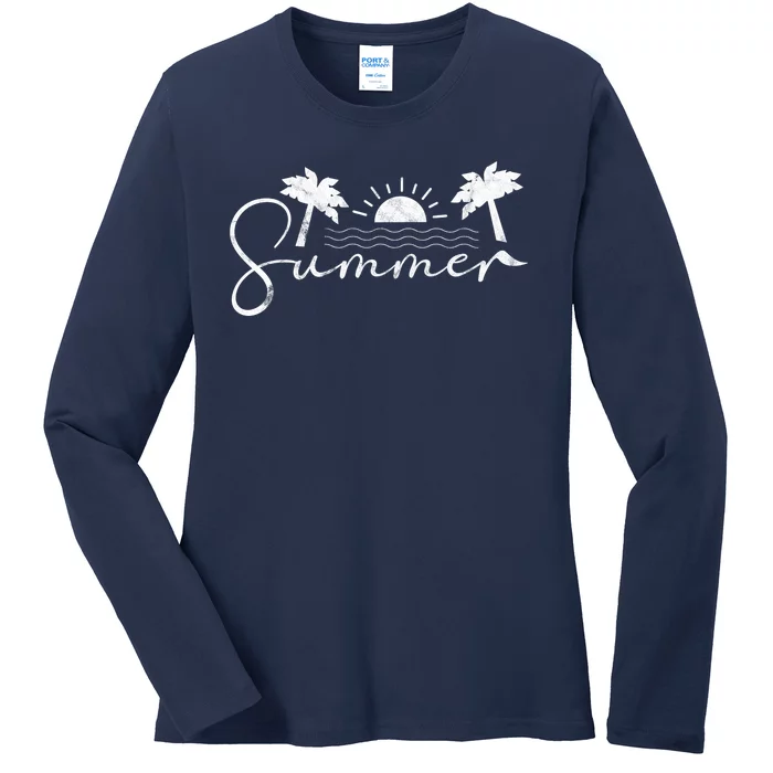 Summer Vintage Beach Ladies Long Sleeve Shirt