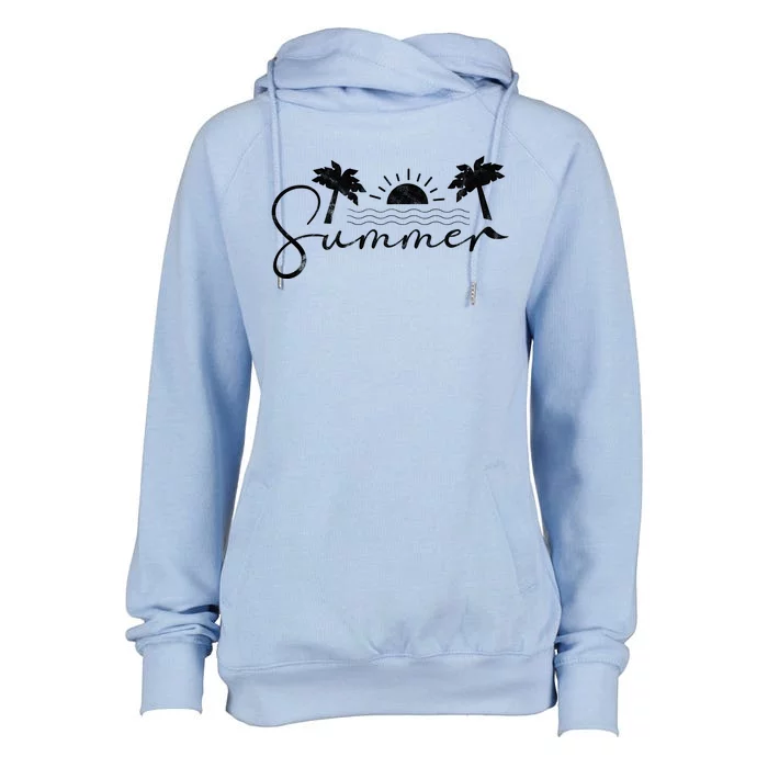 Summer Vintage Beach Womens Funnel Neck Pullover Hood