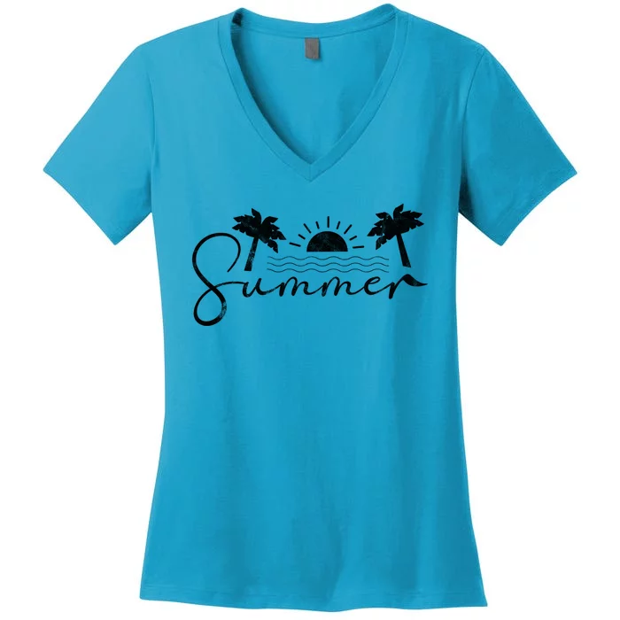 Summer Vintage Beach Women's V-Neck T-Shirt