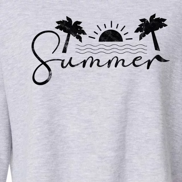 Summer Vintage Beach Cropped Pullover Crew