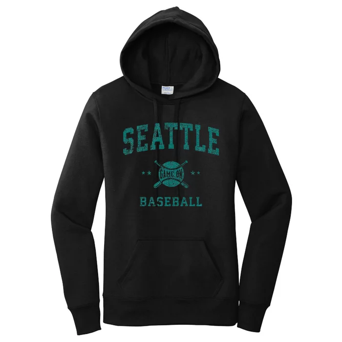 Seattle Vintage Baseball Throwback Retro Design Women's Pullover Hoodie