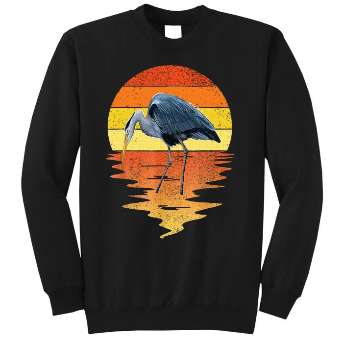 sunset vintage blue heron Heron Water Bird Sweatshirt